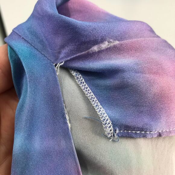 Retrofete Marelene Tie Dye Gown Dress L Cowl Neck Sleeveless Side Slit Maxi Silk - Picture 10 of 11